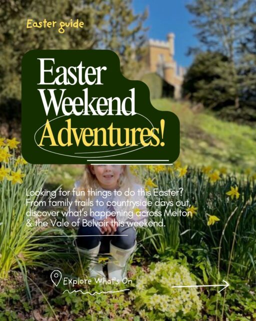 🌷🐣 WHAT’S ON IN & AROUND MELTON THIS EASTER WEEKEND! 🐣🌷
Looking for family fun, fresh air, and great days out this Easter? Here’s your handy round up of the best things happening in and around Melton Mowbray:

🐣 Melton Mowbray Town Estates – Great Easter Egg Hunt - New Park, 4th April
Expect a lively mix of circus play, family egg hunts (with chocolate treats!), a kids’ disco, crafts, face painting and special character visits. 📅 11am–2pm
✨ Find the Golden Egg for a special prize!
🎡 Plus - Holland’s Fun Fair will be in Play Close Park all weekend
🎟️ £5.94 per child | Advance booking required

🌾 March House Farm – 3rd–6th April, Enjoy a wholesome Easter experience on the farm!
🐑 Meet newborn lambs, 🚜 Join tractor rides at 10am, 12pm & 2pm,  Follow the Easter egg hunt
🎟️ Tickets available for 3rd, 4th & 6th April - £5 per person (under 1s free)

🌷Wymondham Windmill, 4th – 5th April, A perfect creative adventure for little explorers!
🎨 Easter crafts & puzzles, 🐰 Make your own bunny ears (refreshments included!), 🌿 Outdoor trail with clues and a prize
🕒 Sessions: 10am–12pm or 1pm–3pm, £12.50 per child | Advance booking required

🏰 Belvoir Castle – Easter Adventures Await
Wander through stunning grounds and explore the Giant Easter Story Egg Trail. Follow rhyming clues, discover beautifully illustrated eggs and meet friendly animals in the Belvoir Animal Park. A magical day out for the whole family! 🌷✨

🎢 Twinlakes Park
Hop into a weekend of egg cellent adventures! Expect Easter trails, rides, indoor play, animals and plenty to keep the whole family smiling.

🌳 Enjoy Melton’s Parks & Open Spaces
Pack a picnic, stretch your legs and make the most of our gorgeous local green spaces this Easter. Perfect for relaxed family time in the spring sunshine.

🐰 Share Your Easter Adventures!
Heading out and about this weekend? Tag Discover Melton in your photos — we’d love to see your adventures! 📸💛

#easterweekend #eastereventsforkids #EasterActivities #MeltonMowbray
#DiscoverMelton #VisitMelton #visitleicestershire