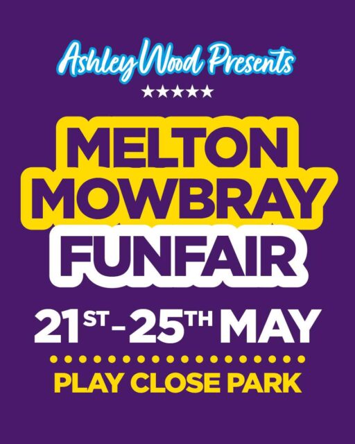 🎡✨ Funfair Returns to Melton! ✨🎡

Ashley Wood Funfairs are back this Bank Holiday at Play Close Park 🎠🎢

📍 Melton Mowbray (LE13 0PW)
🗓 Thurs & Fri from 4pm | Sat, Sun & Mon from 12pm
🔇 Quiet Hour Sat & Sun | 12–1pm
Enjoy the fair without music or loud sounds 

Bring the family, grab some treats 🍭 and enjoy all the rides and attractions!

#MeltonMowbray #Funfair #BankHolidayWeekend #FamilyDaysOut #Leicestershire #WhatsOnUK #ThingsToDo #FunfairVibes #DaysOutWithKids