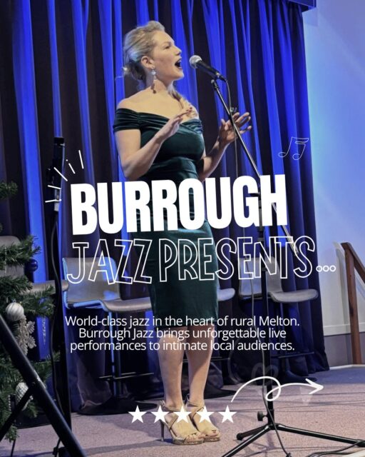 🎷World-class jazz in an unexpected place, discover one of Melton's hidden cultural gems. 

Acclaimed vocalist Jo Harrop and guitarist Jamie McCreadie on 25 July, followed by the Sam Braysher Quartet on 4 September, Danny Lowndes' Hot Club Band on 13 November, and a festive finale with Bing and the Roxy Dots on 12 December.

Whether you're a lifelong jazz lover or simply looking for a memorable night out, Burrough Jazz offers an intimate experience where every note feels personal and every performance tells a story. 🎶

#DiscoverMelton #BurroughJazz #LiveMusic #visitleicester #LocalCulture #hiddengems