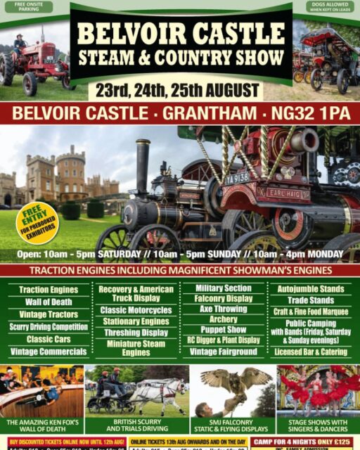 🚂✨ Steam, trains & family fun this Bank Holiday weekend! 🚜🌳

Looking for something to do? Why not explore two fantastic events celebrating  rural and industrial heritage:

🚂 Stapleford Miniature Railway Open Weekend
 Enjoy miniature train rides, classic vehicles, trade stalls, catering and plenty of family fun.

🚜 Belvoir Castle Steam & Country Show
 Discover impressive steam engines, vintage tractors, classic vehicles, arena attractions, shopping and great food in the stunning surroundings of Belvoir Castle.

📍 Stapleford Miniature Railway, Stapleford near Melton Mowbray
📍 Belvoir Castle Steam & Country Show, Belvoir

Tag us in your photos if you're heading along! 📸

#DiscoverMelton #WhatsOnMelton #BankHolidayWeekend #visitleicester #BelvoirCastle #StaplefordMiniatureRailway 🚜✨