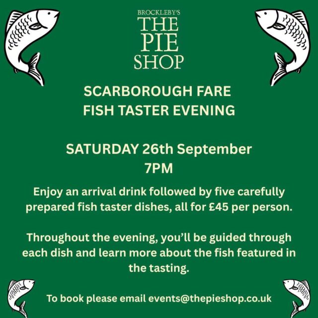 πβ¨ Something a little different for food lovers in Melton!
Join Brockleby's The Pie Shop for their Scarborough Fare Fish Taster Evening on Saturday 26 September at 7pm.
Enjoy an arrival drink followed by five expertly prepared fish tasting dishes, with guidance throughout the evening to help you discover more about each fish featured.
ποΈ Β£45 per person
π§ To book: events@thepieshop.co.uk
A unique evening of great food, local hospitality and seafood flavours right here in Melton Mowbray. Spaces are limited, so book early! ππ½οΈ
#DiscoverMelton #MeltonMowbray #FoodieEvent #BrocklebysPieShop #TasteOfMelton #SeafoodLovers #SupportLocal