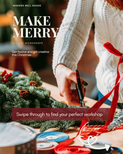🎄✨ Get festive and get creative this Christmas!

Discover hands-on workshops at The Makers Millhouse, Wymondham, where you can create beautiful handmade gifts, decorations and festive keepsakes. 🎁🎨

Swipe through to find your perfect workshop and book your place. ✨🎄