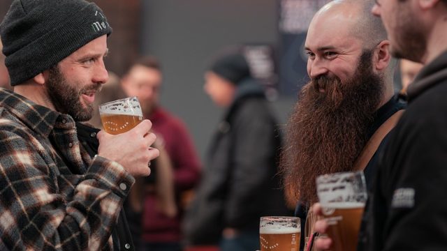 3 men drinking Round-Corner beer