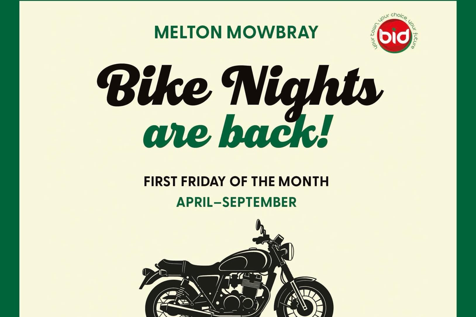 Post advertising Bike Nights in Melton Mowbray