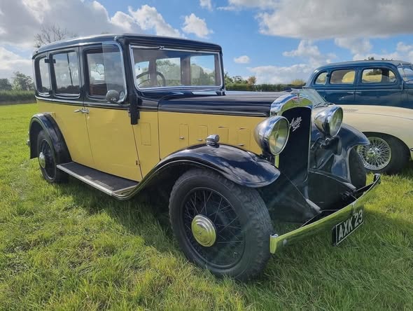 Classic car in a field