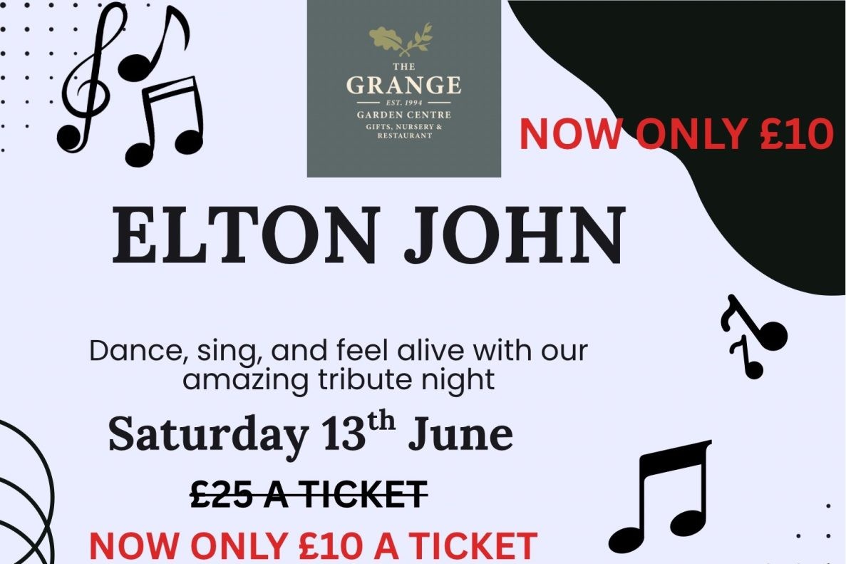 Poster with words Join us for a night all about Elton John on Saturday 13th June.