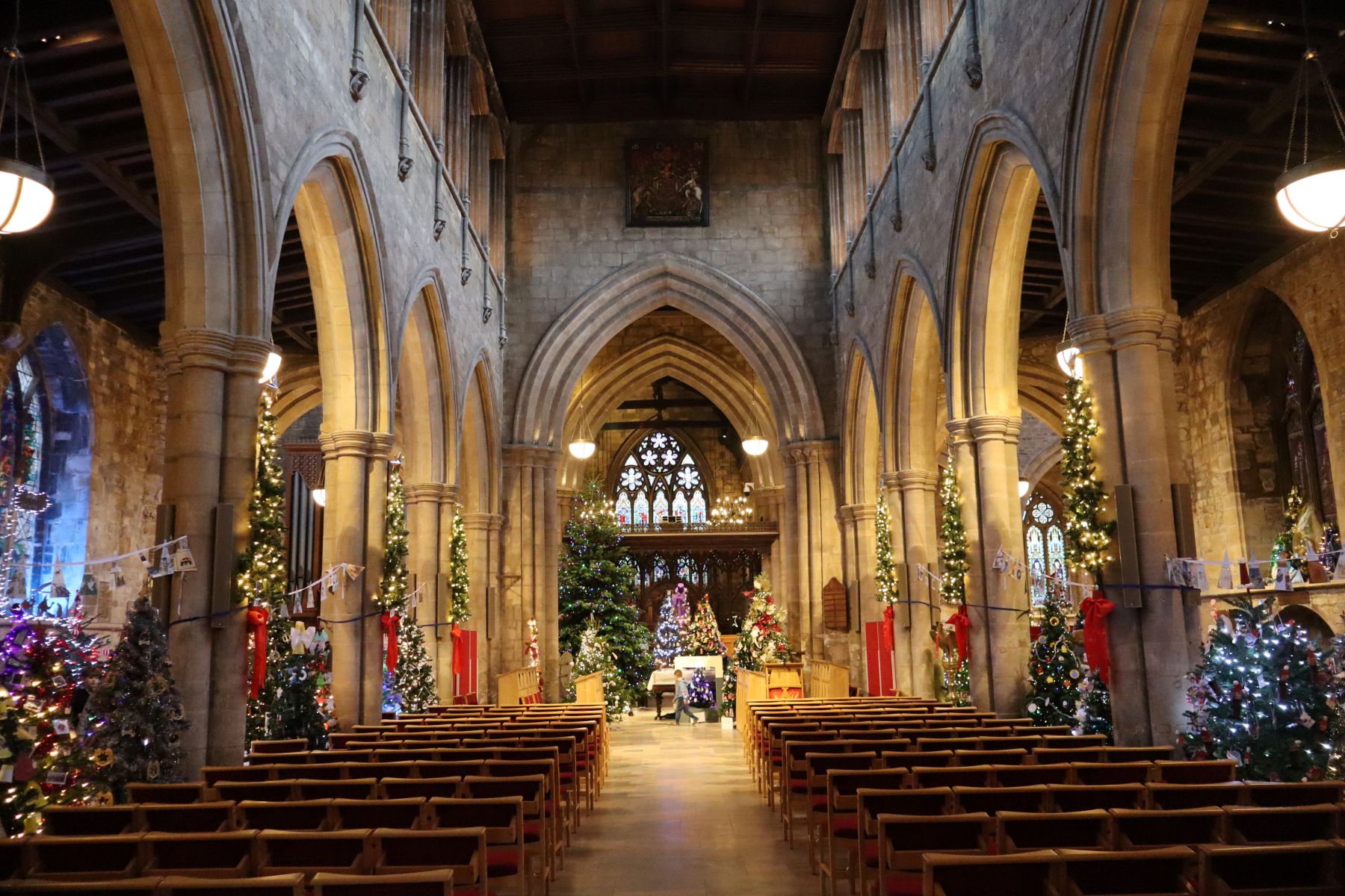 Christmas tree festival inside St Mary's Church.