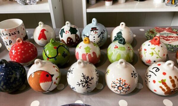 13 hand painted baubles