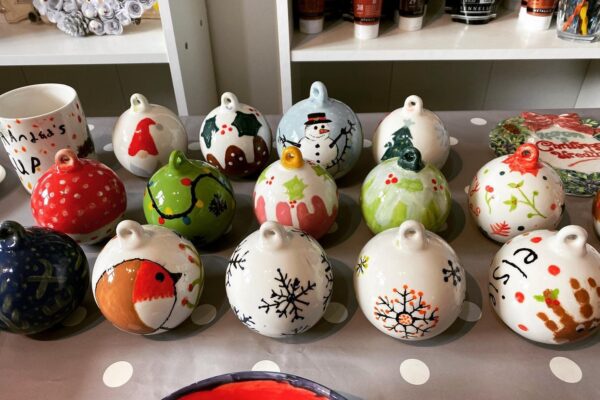 13 hand painted baubles